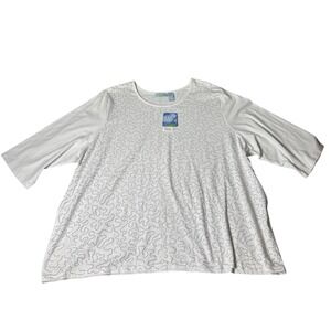 Liz & Me Sport 4X White Sequin Embellished Top Plus Size Womenswear